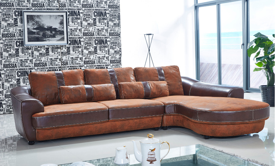 Suede/Leather Sofa Lounge Set